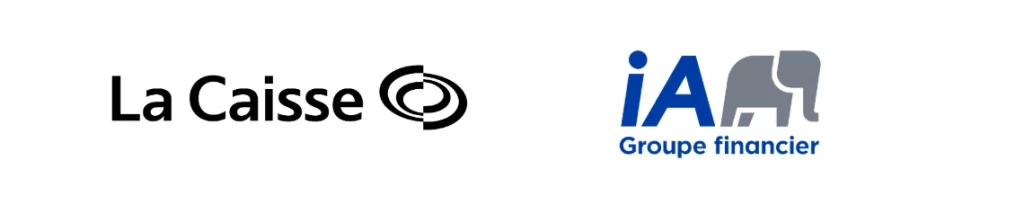 Logo La Caisse et logo IA Groupe financier